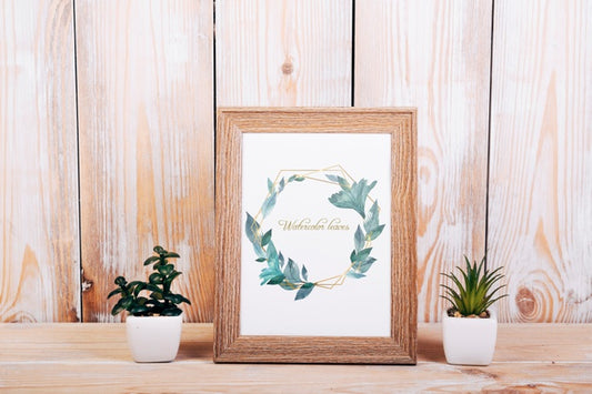 Free Spring Mockup With Wooden Frame Psd