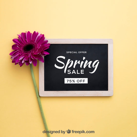 Free Spring Sale Mock Up With Slate Psd