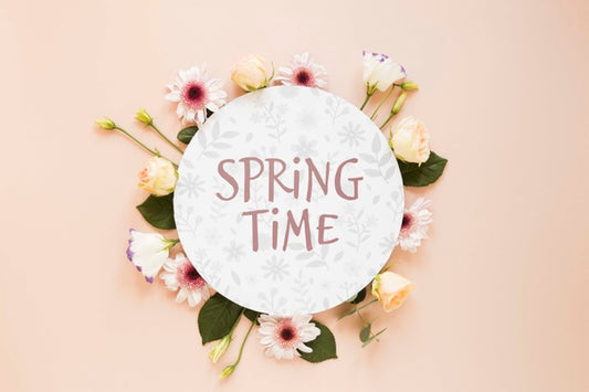 Free Spring Time Message With Flowers Psd