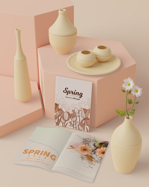 Free Spring Time With 3D Decorations Concept Psd