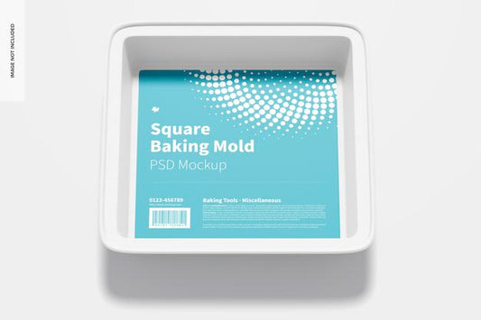 Free Square Baking Mold Mockup, Top View Psd
