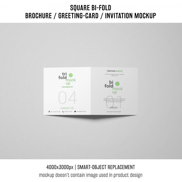 Free Square Bi-Fold Brochure Or Greeting Card Mockup On Gray Background Psd