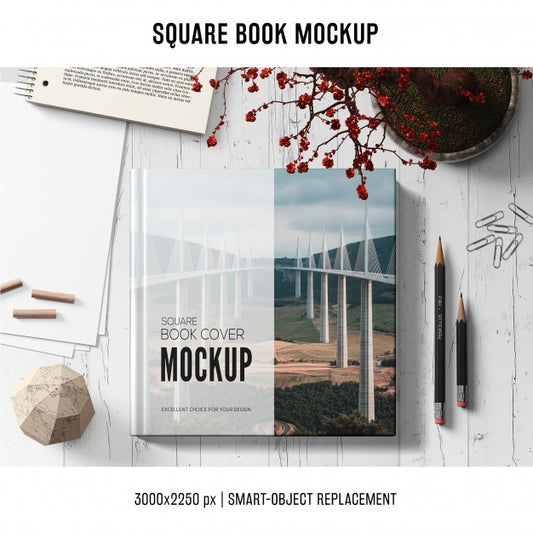 Free Square Book Mockup Psd