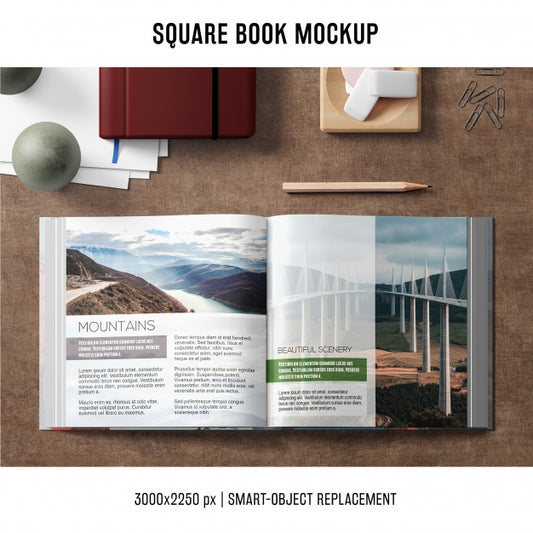 Free Square Book Mockup Psd