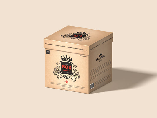 Free Square Box Branding Packaging Mockup