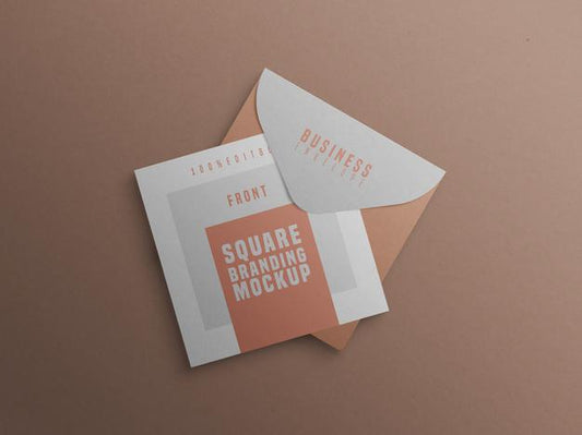 Free Square Branding Mockup With Business Card And Envelop Psd