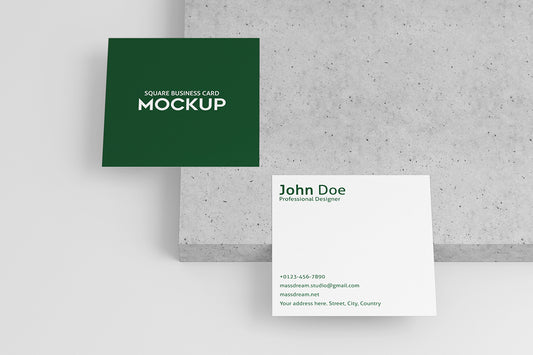 Free Square Business Card Mock-Up