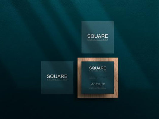 Free Square Business Card Mockup With Letterpress Effect Psd