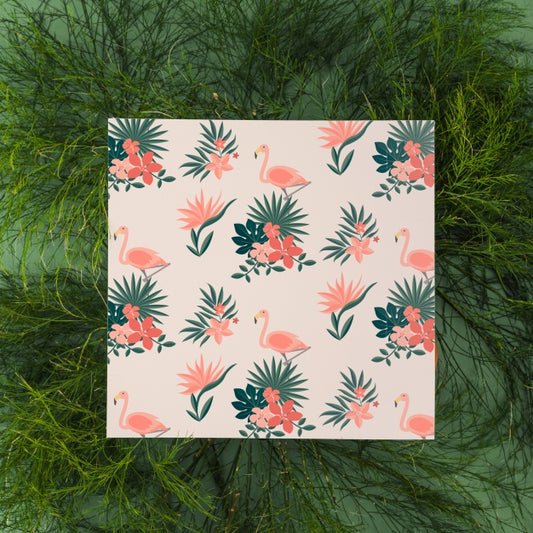 Free Square Card Mockup With Tropical Leaves Psd