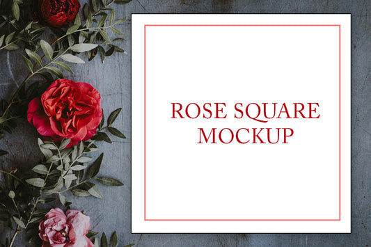 Free Square Card Roses Mockup