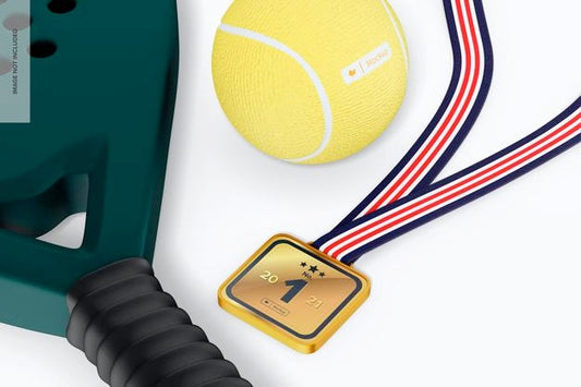 Free Square Competition Medal With Ribbon Mockup, Right View Psd