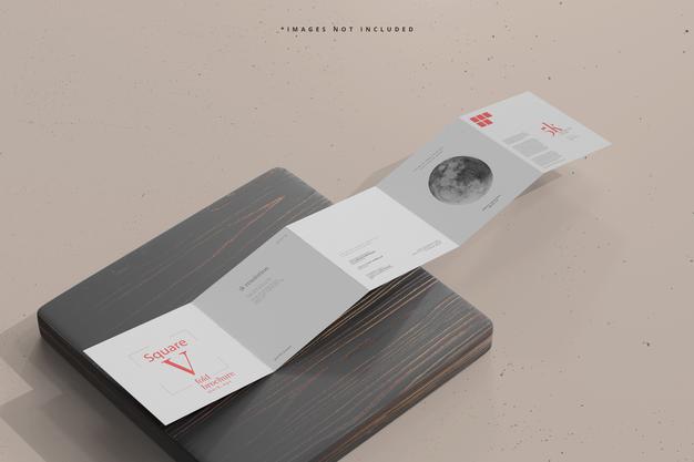 Free Square Five Fold Brochure Mockup Psd