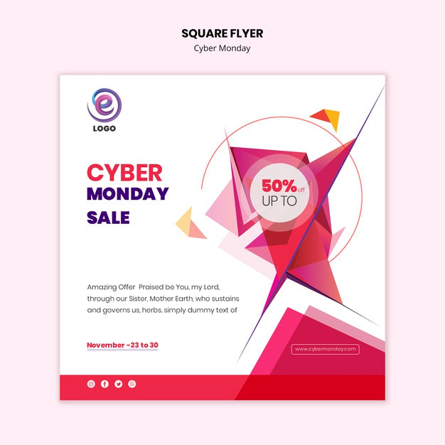 Free Square Flyer Cyber Monday Template Psd