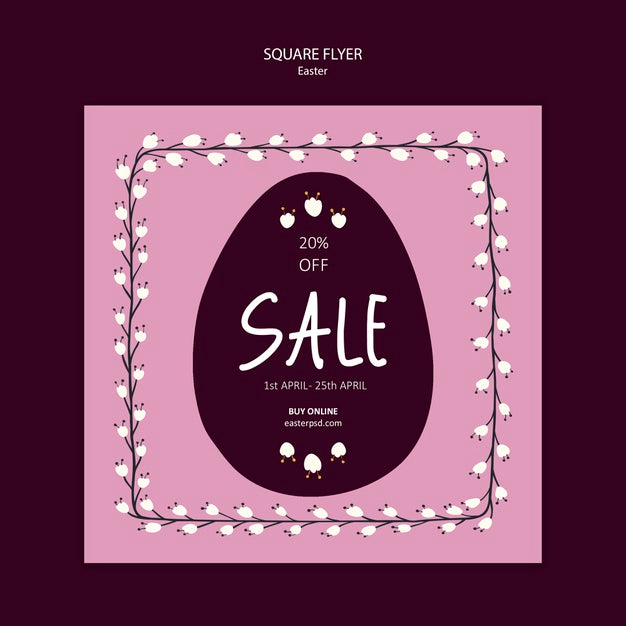 Free Square Flyer With Seasonal Easter Sales Psd