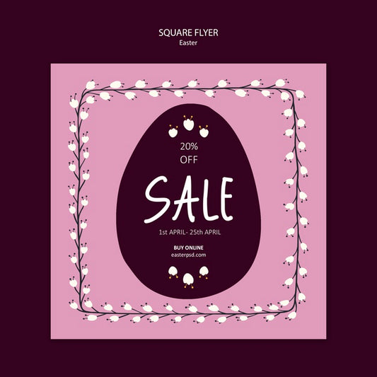 Free Square Flyer With Seasonal Easter Sales Psd