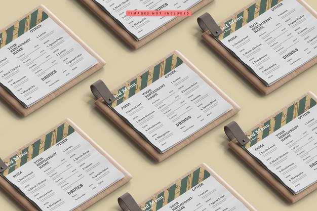 Menu Square Box Free Square Food Menus On A Wooden Board Pattern Mockup Psd ...