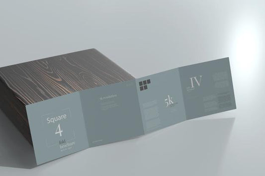 Free Square Four Fold Brochure Mockup Psd