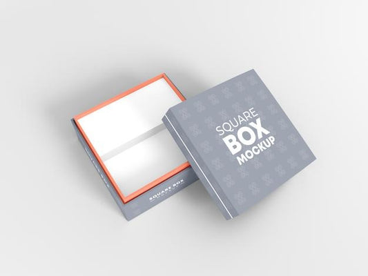 Free Square Gift Box With Cover Mockup Psd