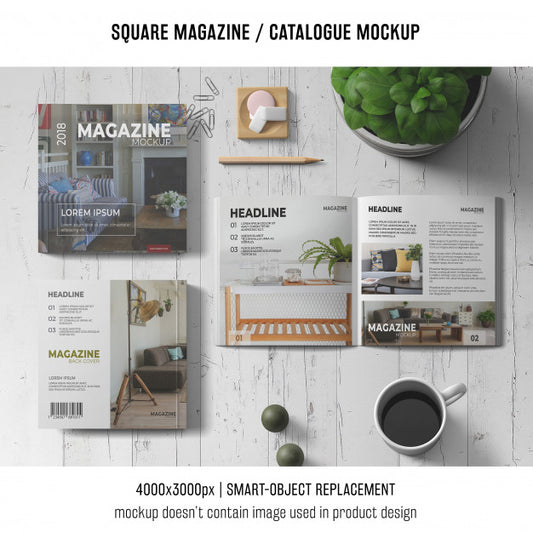 Free Square Magazine Or Catalogue Mockup Concept Psd