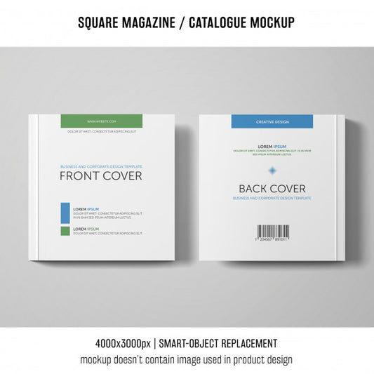 Free Square Magazine Or Catalogue Mockup Of Two Psd