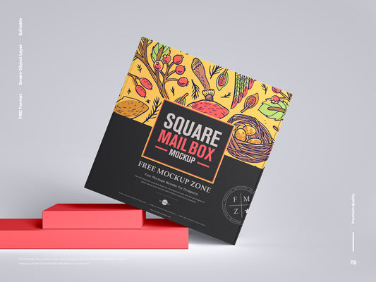Free Square Mail Box Mockup