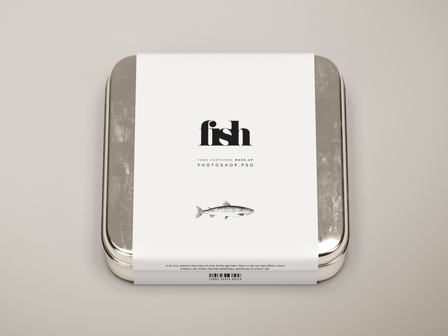 Free Square Metal Food Container Mockup