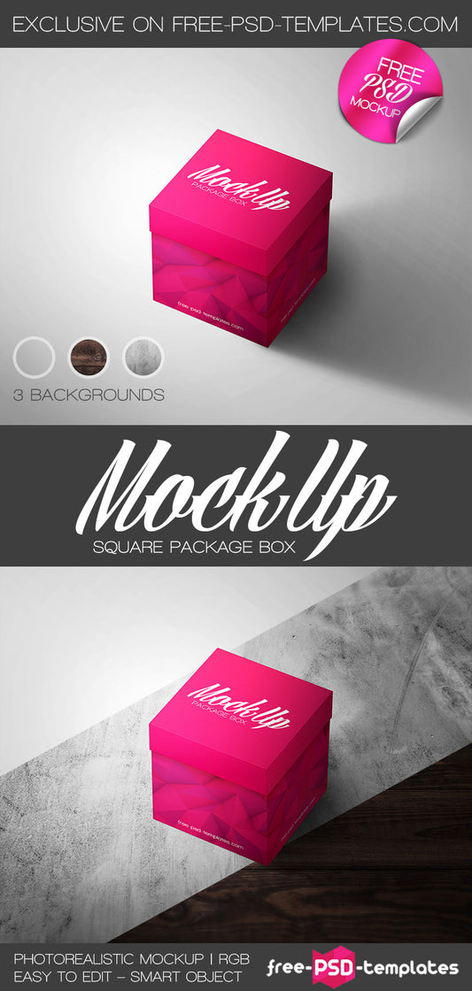 Free Square Package Box Mock-Up In Psd
