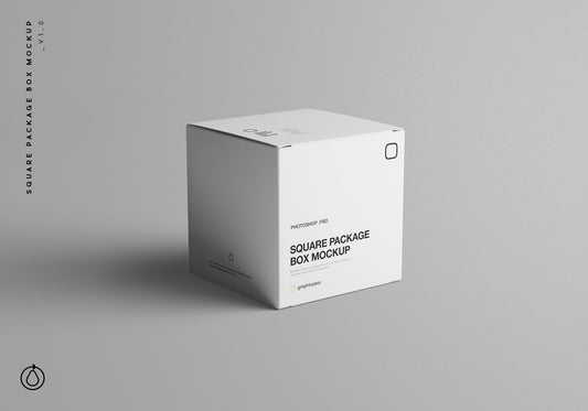 Free Square Package Box Mockup