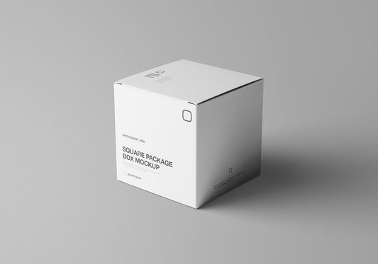 Free Square Package Box Mockup