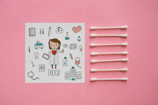 Free Square Paper Mockup With Cotton Buds Psd