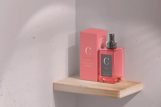 Free Square Perfume Bottle With Box Mockup Psd