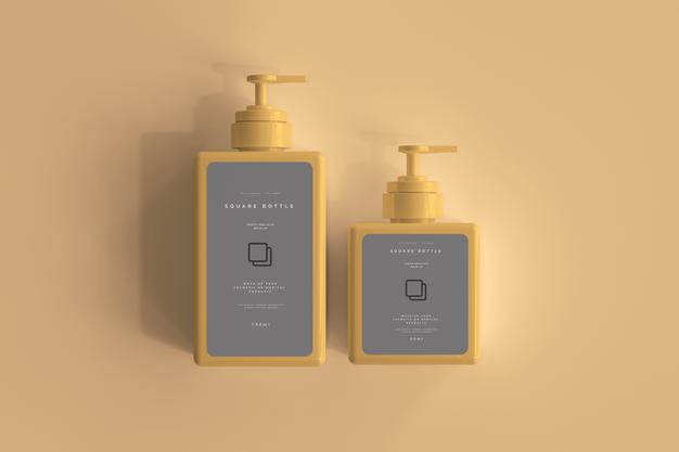 Free Square Pump Bottle Mockup Psd