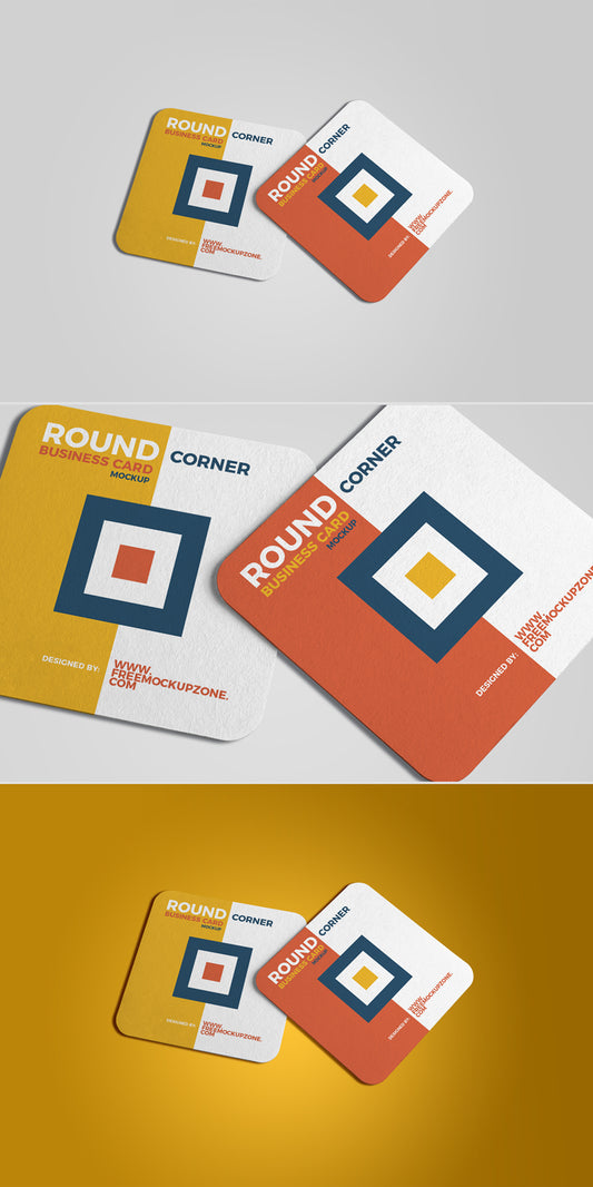 Free Square Round Corner Business Card Mockup 2018