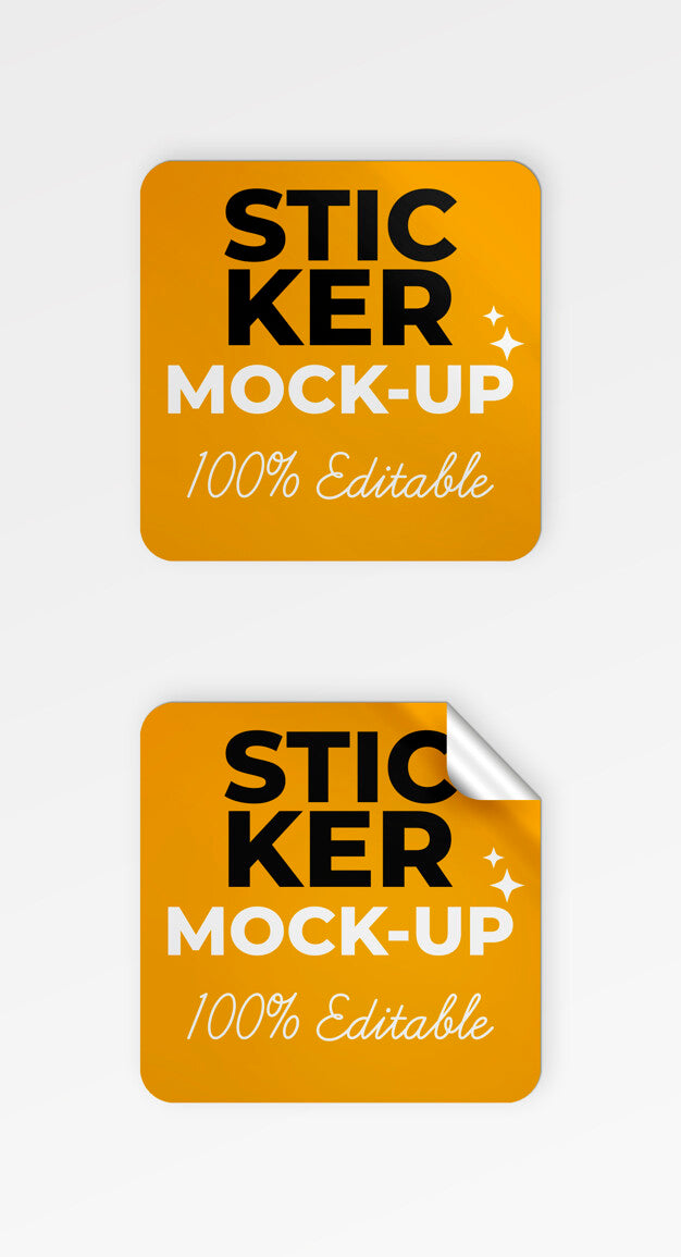 Free Square Stickers Mockup Psd