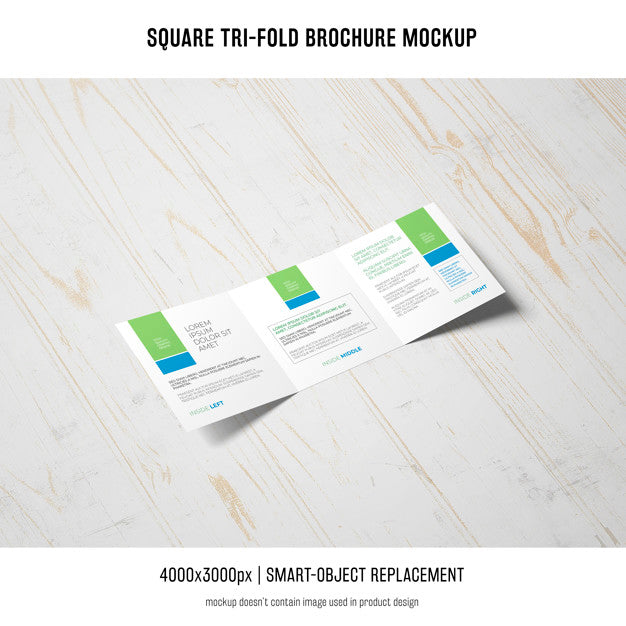 Free Square Tri-Fold Brochure Mockup Psd