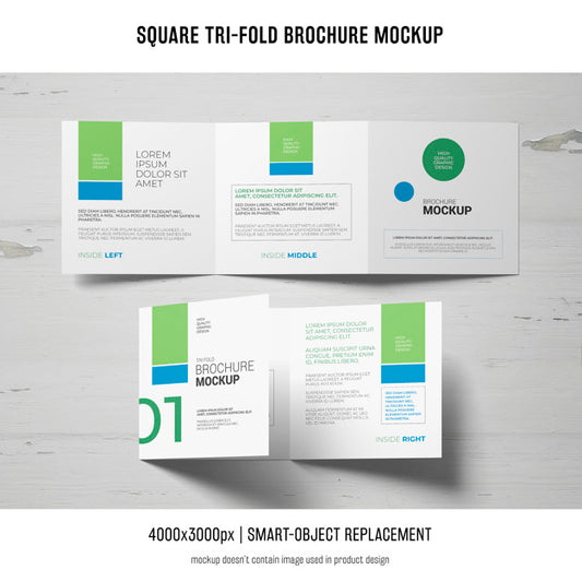 Free Square Tri-Fold Brochure Mockup Psd
