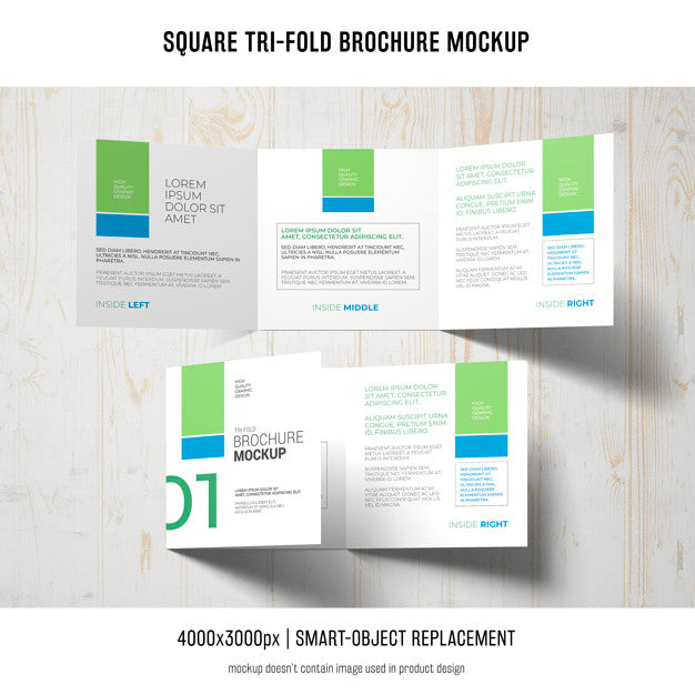 Free Square Tri-Fold Brochure Mockup Psd