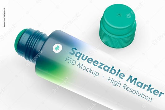 Free Squeezable Marker Mockup, Close Up Psd