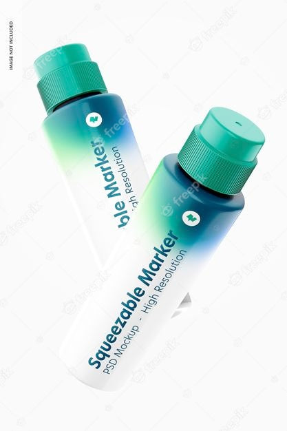 Free Squeezable Markers Mockup, Floating Psd