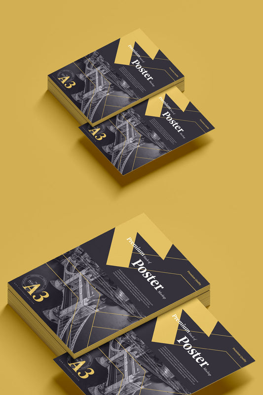 Free Stack Of A3 Poster Mockup