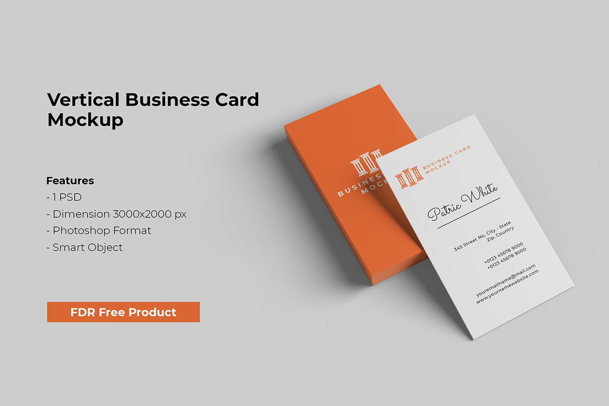 Free Stack Vertical Business Card Mockup