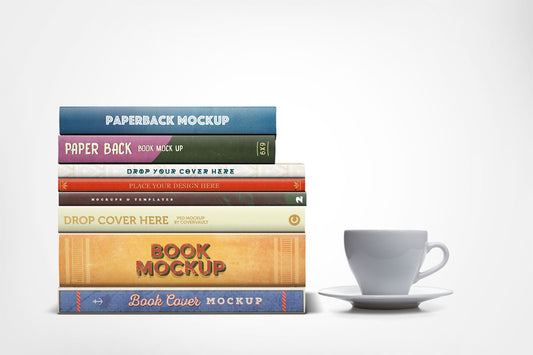 Free Stacked Book Mockup With Varying Width Spines