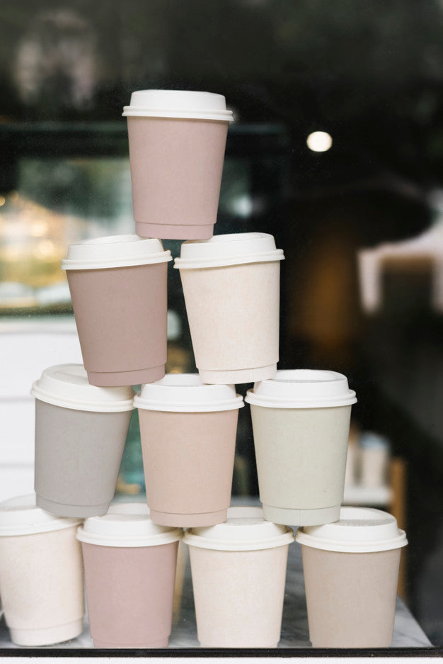 Free Stacked Paper Coffee Cups Mockup Psd