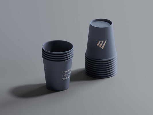 Free Stacked Paper Cups Mockup