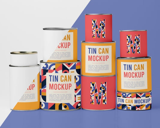 Free Stacked Tin Cans Psd