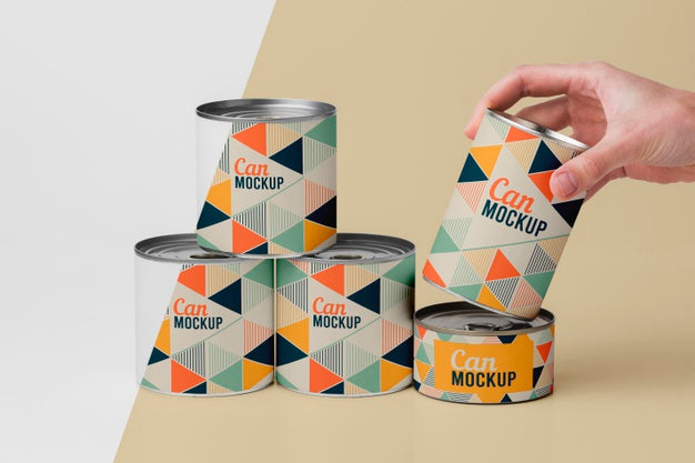 Free Stacked Tin Cans Psd