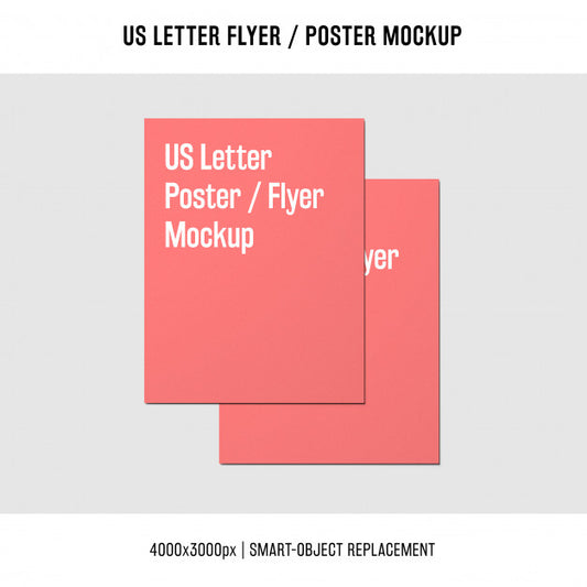 Free Stacked Us Letter Flyer Or Poster Mockup Psd