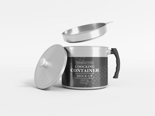 Free Stainless Steel Cocking Container Pot Mockup Psd