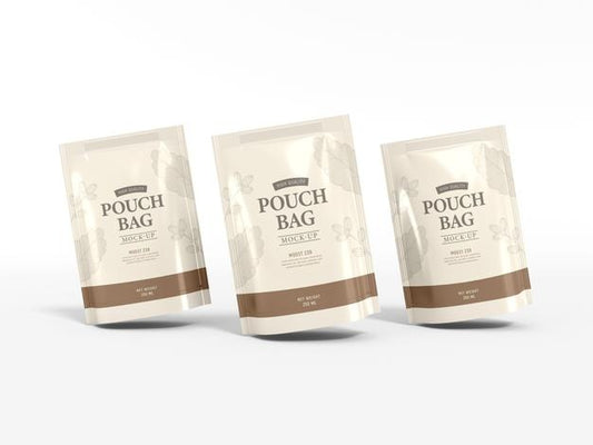 Free Stand Up Glossy Foil Pouch Bag Mockup Psd