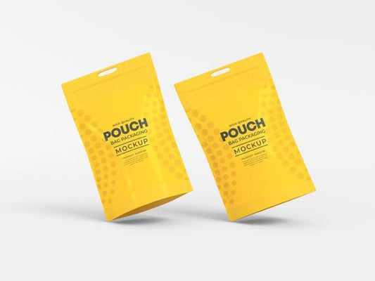 Free Stand Up Glossy Pouch Bag Mockup Psd